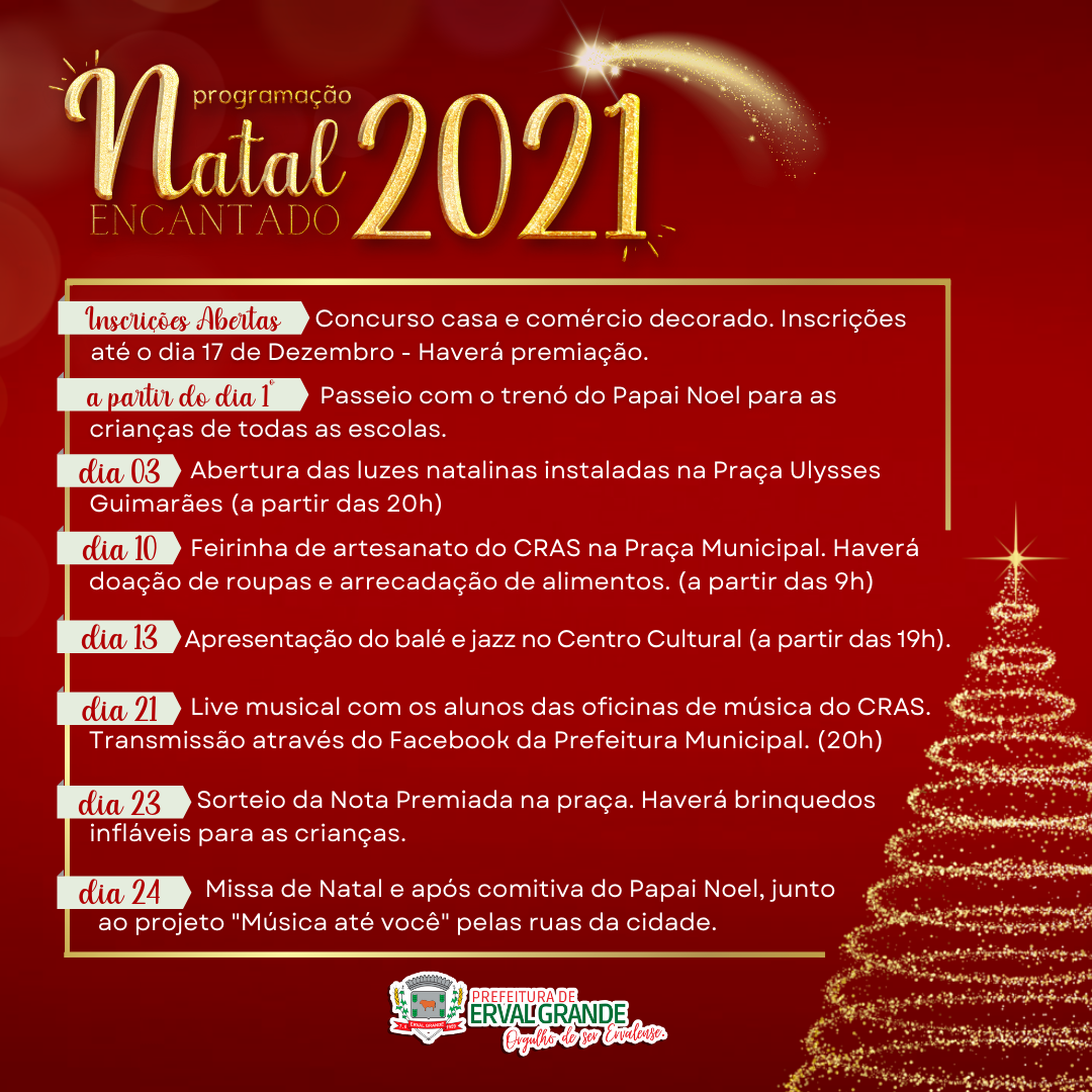 Leia mais sobre o artigo Erval Grande divulga programação do Natal Encantado 2021
