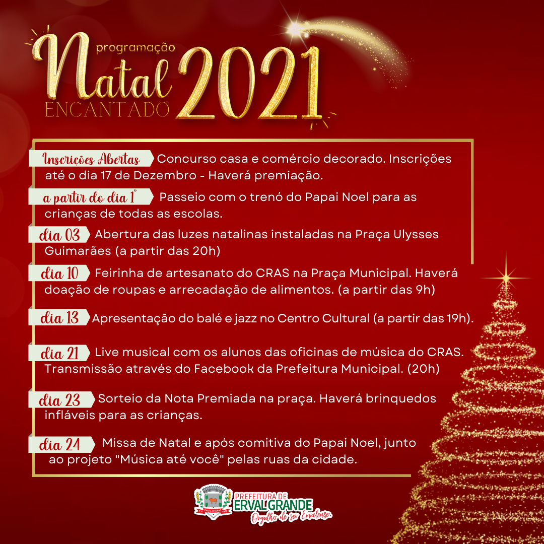 Você está visualizando atualmente Erval Grande divulga programação do Natal Encantado 2021