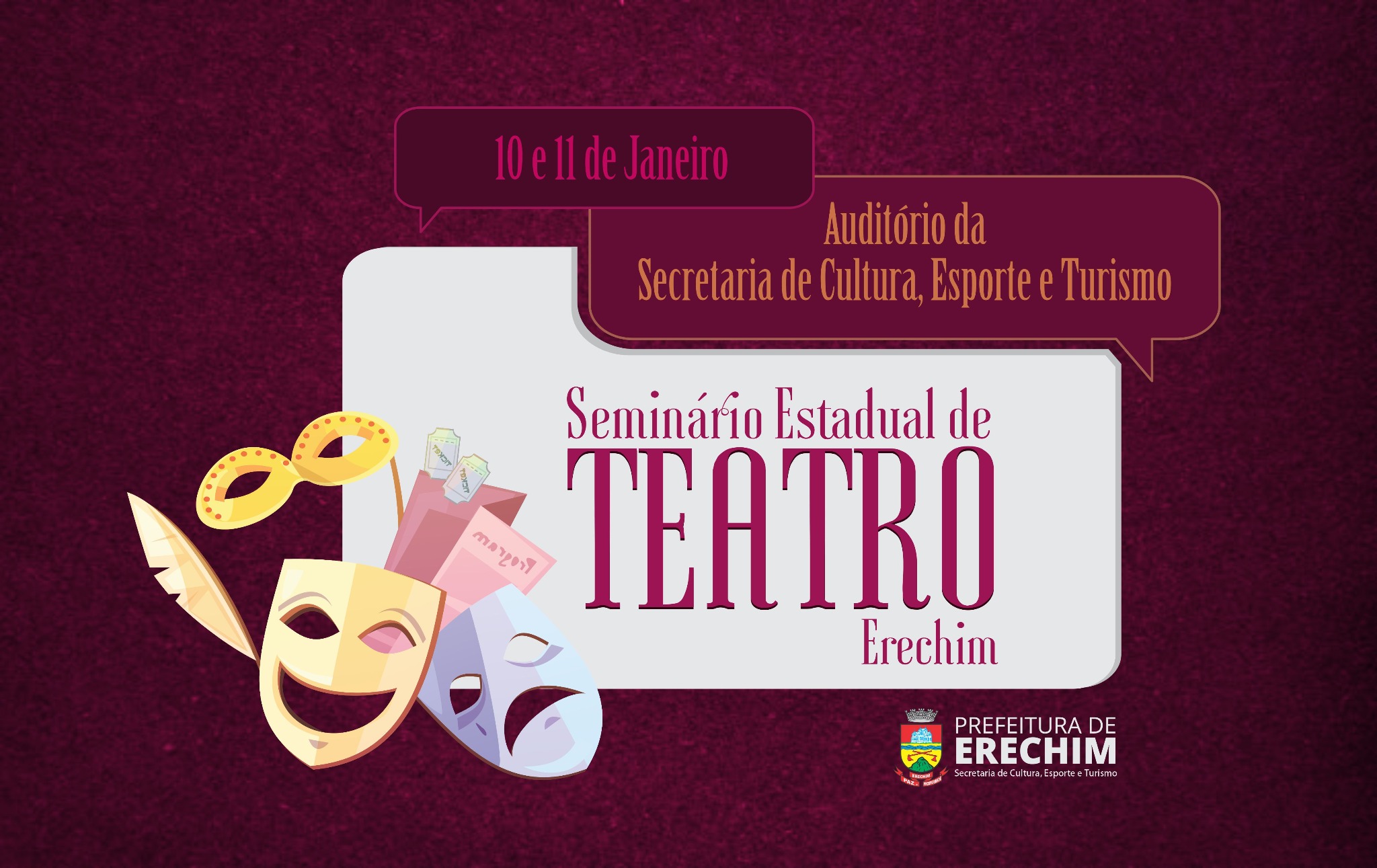 Você está visualizando atualmente SEMINÁRIO ESTADUAL DE TEATRO ACONTECERÁ NOS DIAS 10 E 11 DE JANEIRO