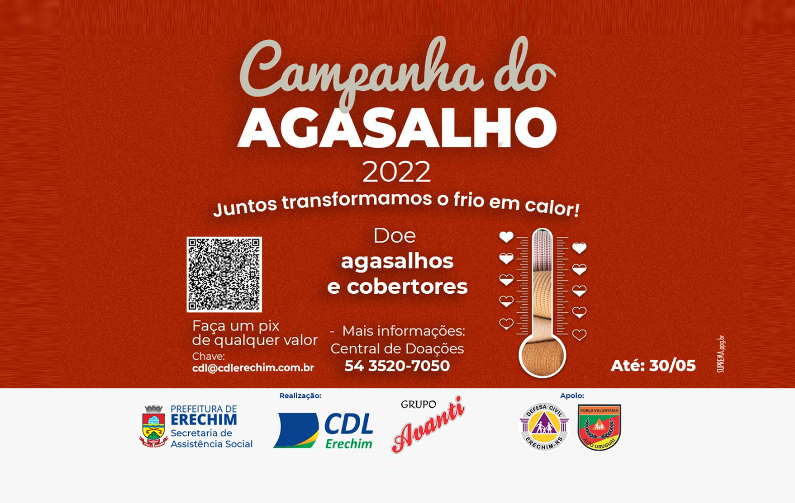 Você está visualizando atualmente CAMPANHA DO AGASALHO 2022: JUNTOS TRANSFORMAMOS O FRIO EM CALOR